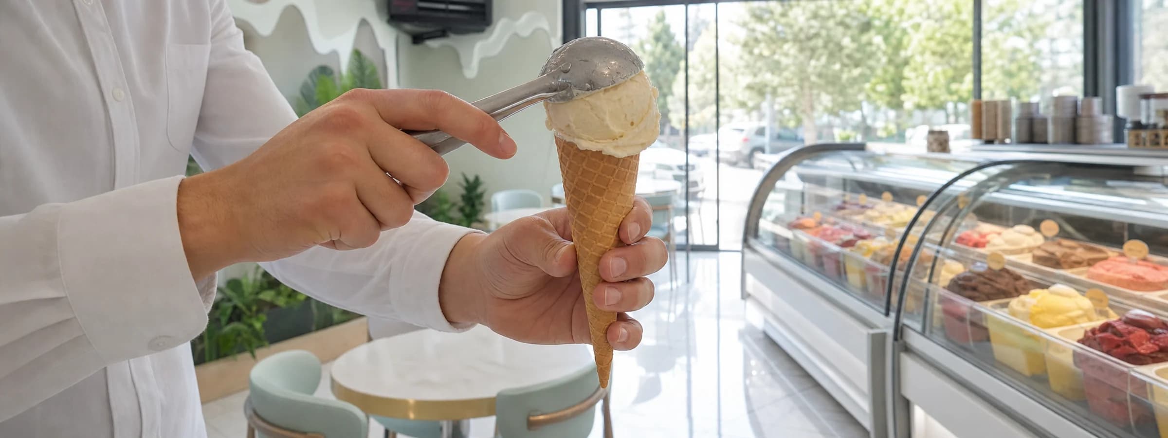 Dondurmanın özenle külaha servis edildiği an